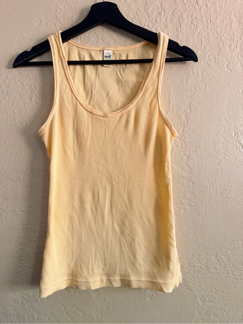 Kavio Ribbed Scoop Neck Tank Top - Pale Yellow